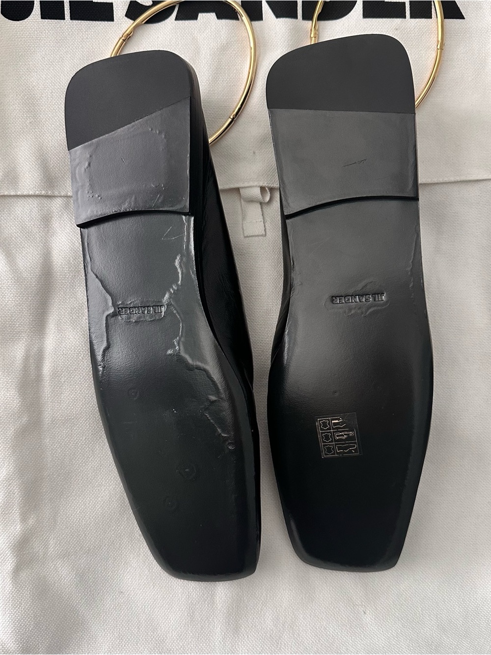 Jil Sander Black Leather Hoop Slingback Flats - Picture 5 of 7